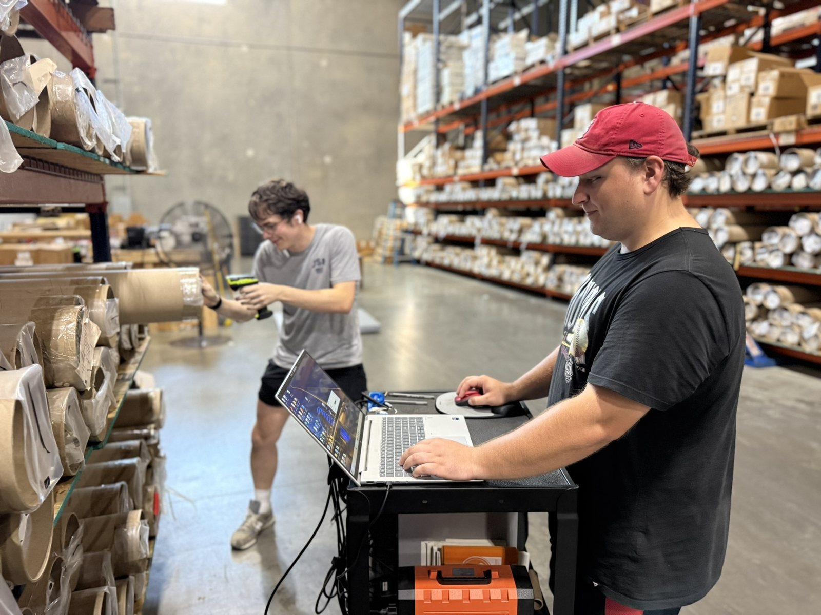 Mobile warehouse workstation supporting inventory and fulfillment activity